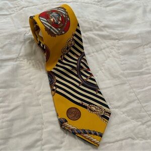 VTG Bullock & Jones San Francisco Silk Tie Nautical Ship wheel Anchor Italy 90s